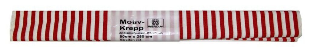 Бумага подел. 50*250 32 г/м рулон креп полосы красные на белом