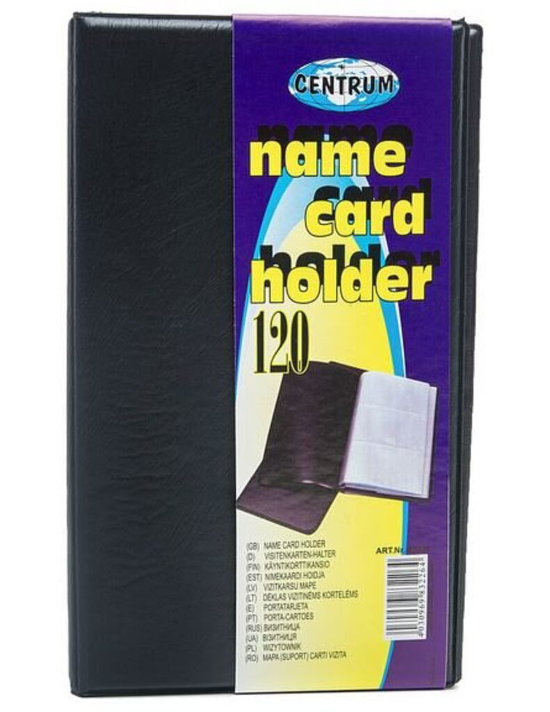 Визитница к/з на 120 визиток, чёрная (3 ряда)