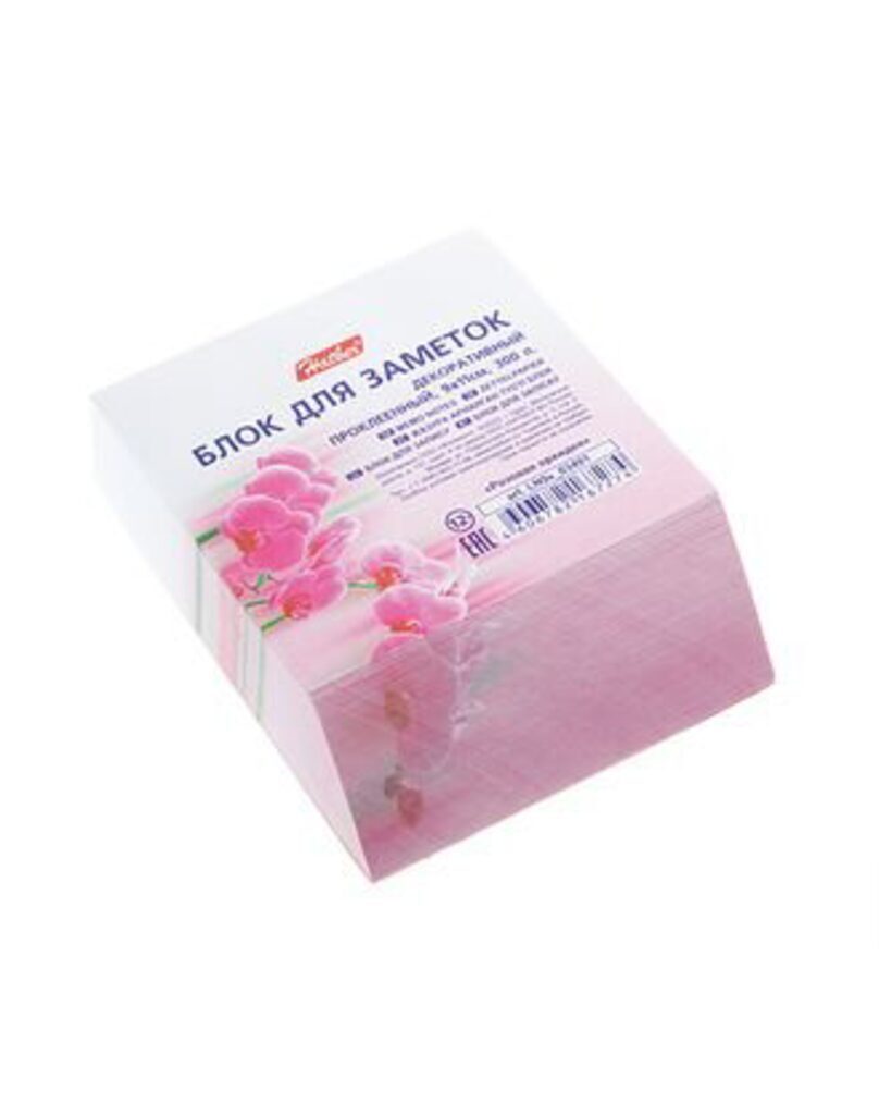 Блок бумаги для записи  (90*110мм) Розовая орхидея, склейка, косой срез