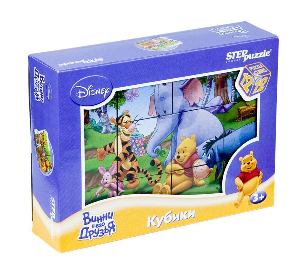 Кубики пластиковые 12шт "Винни Пух" Disney 1+
