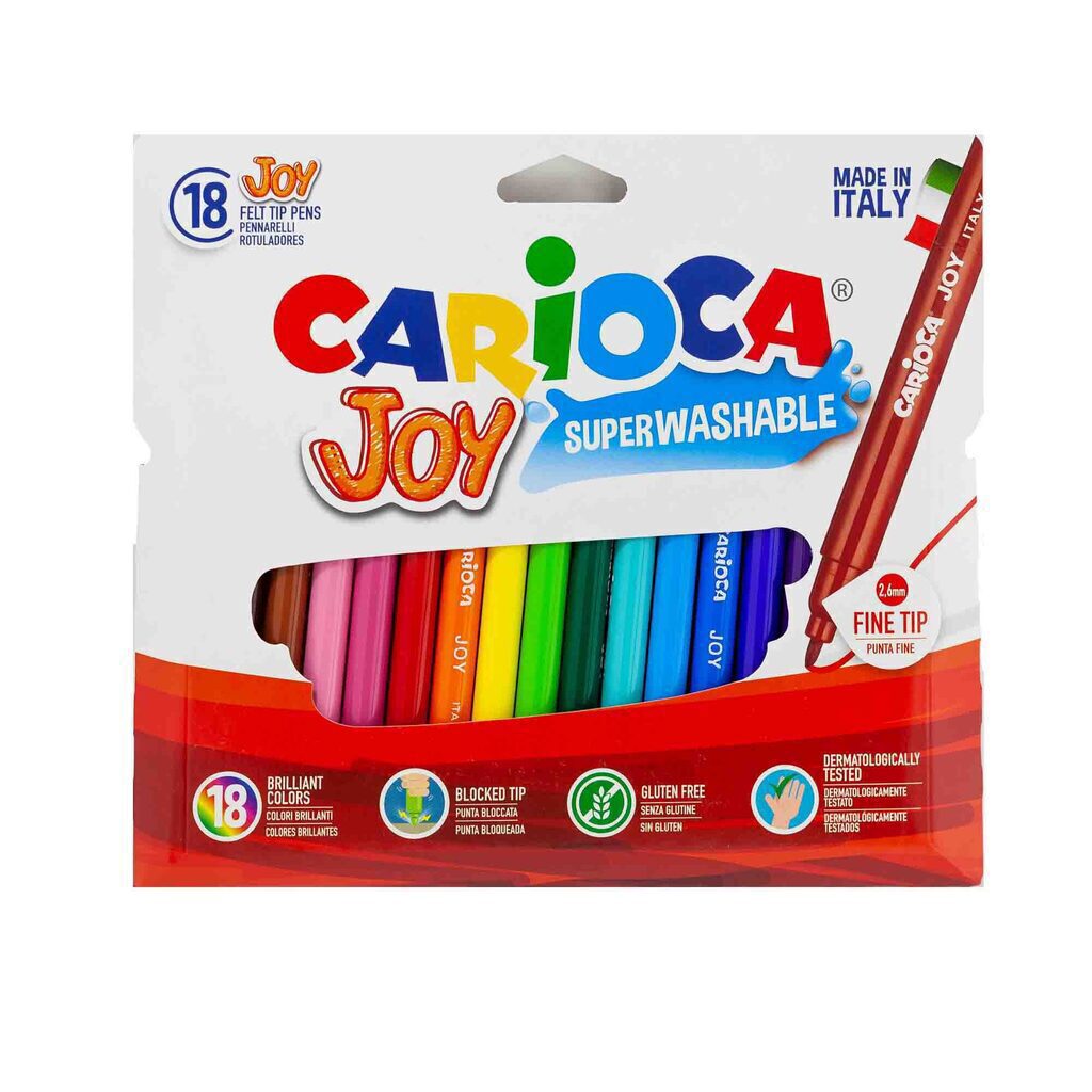 Фломастеры  18цв "Carioca Joy. Superwashable", карт.конверт