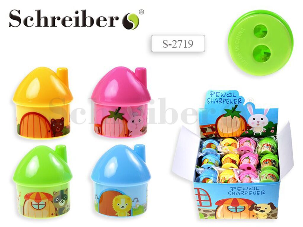 Точилка пласт. с контейнером  2 отв. ДОМИК