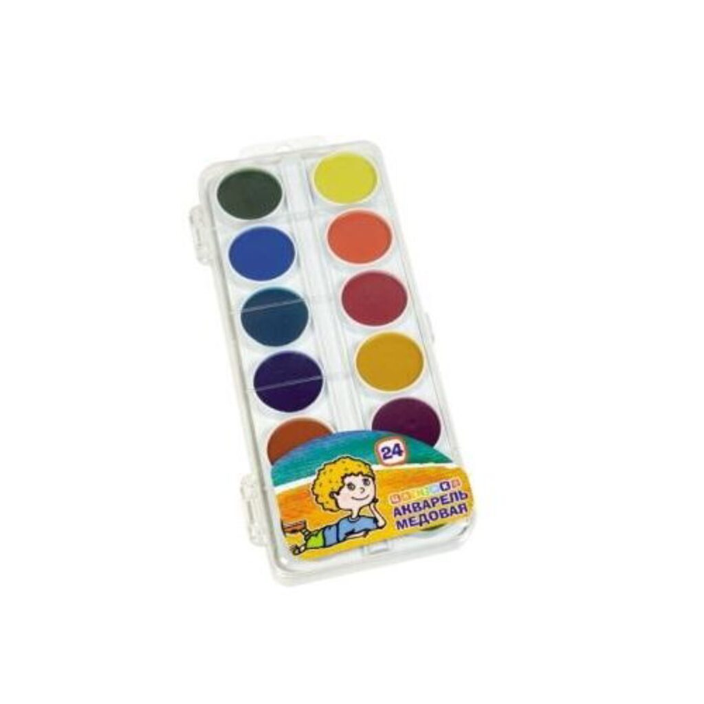 Акварельные краски 24цв. Цветик, пласт.уп, без кисти