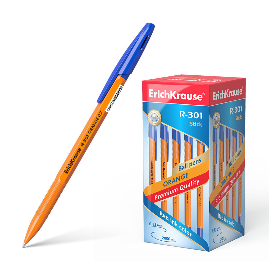 Ручка шар. ЕК R-301 0.7мм ORANGE Stick синяя, пласт.корп.