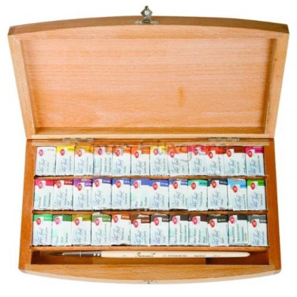 Акварельные краски худож. 36цв. Белые Ночи, кюветы ( кисть, дерево)