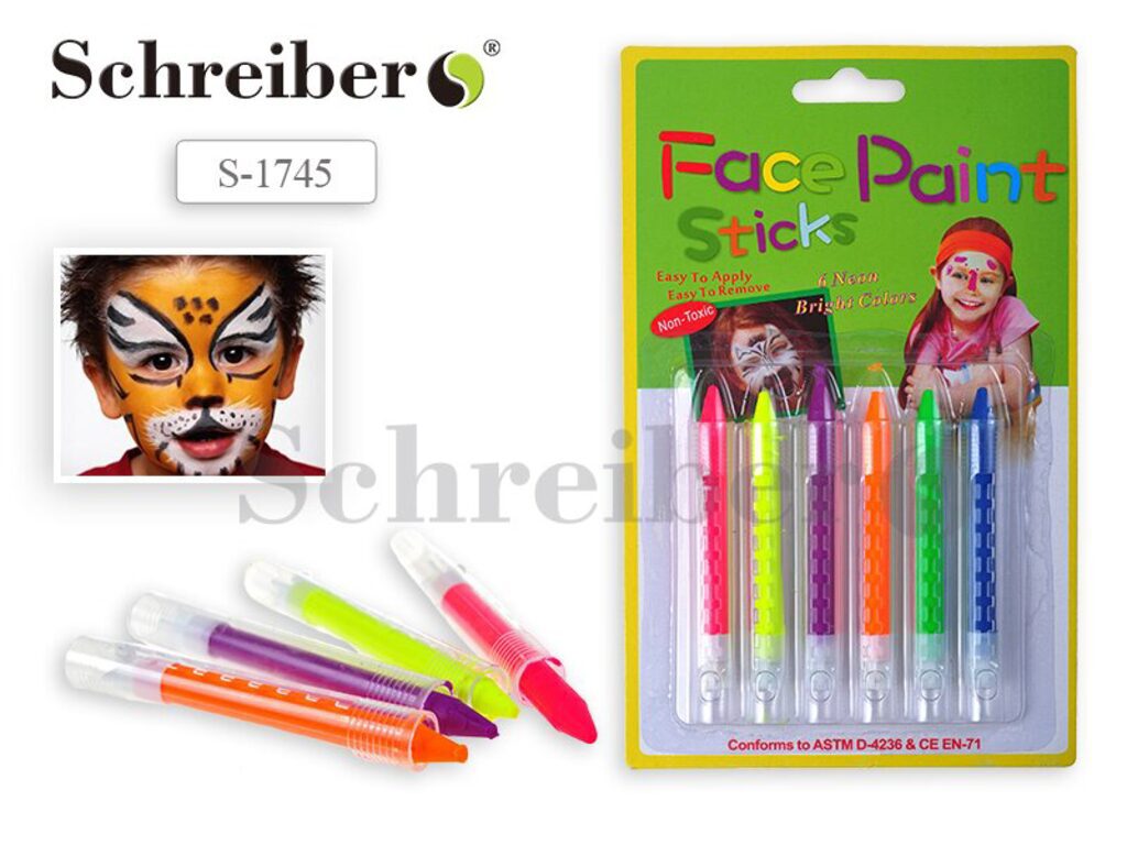 Мелки для аквагрима, 6шт. Неон