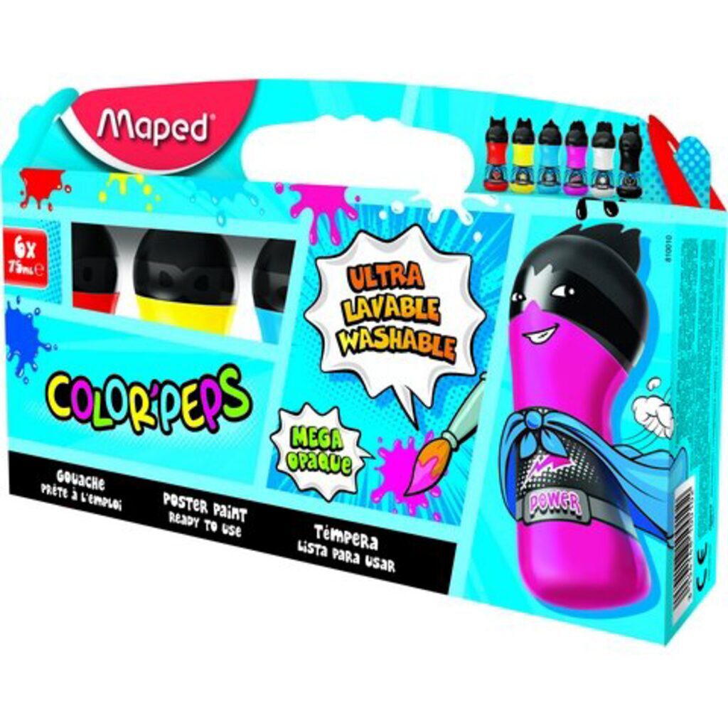 Гуашь  6цв 450мл COLOR'PEPS, ультрасмываемая, вторичные цвета