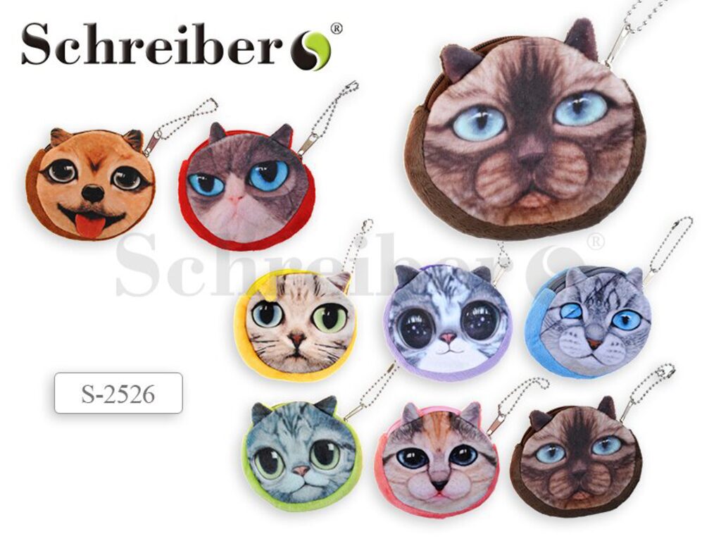 Кошелек "Коты" 9*8см, плюшевый, 12 дизайнов