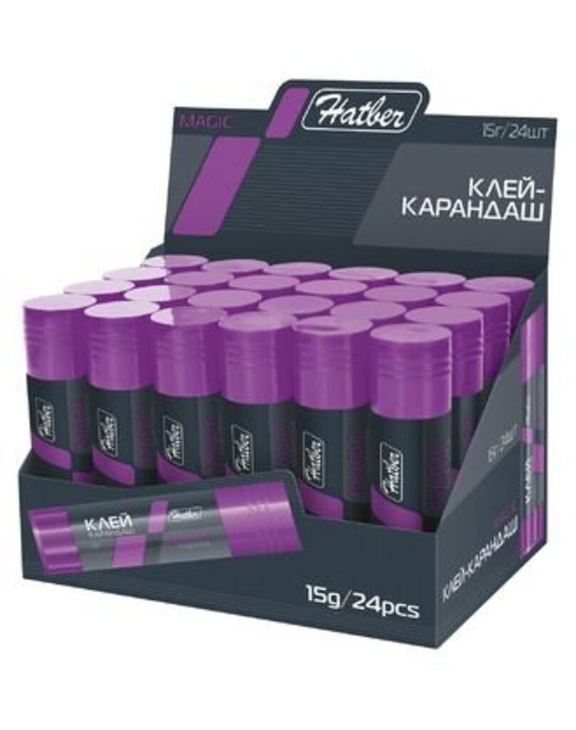 Клей карандаш Hatber Magic 15 гр. цветной