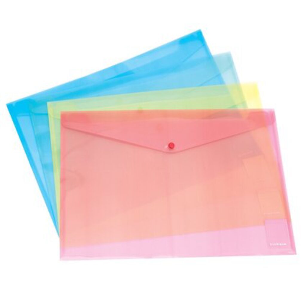 Конверт на кнопке А4 полупрозр. ENVELOPE ассорти