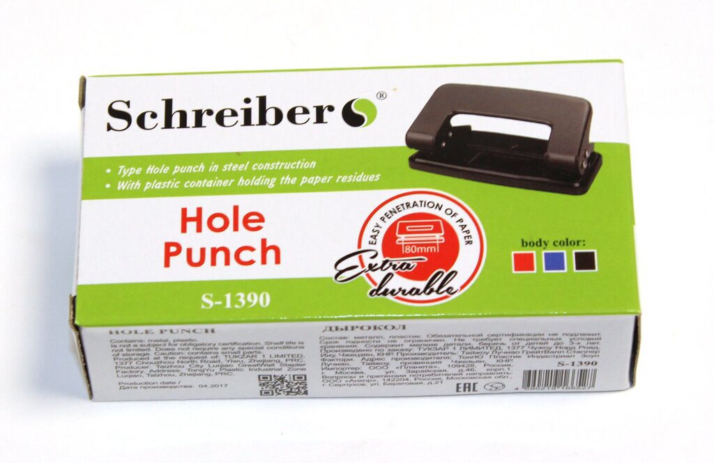 Дырокол SCHREIBER 10 листов, пластиковый
