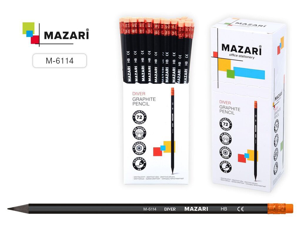 Карандаш Diver пластиковый, с ластиком HB