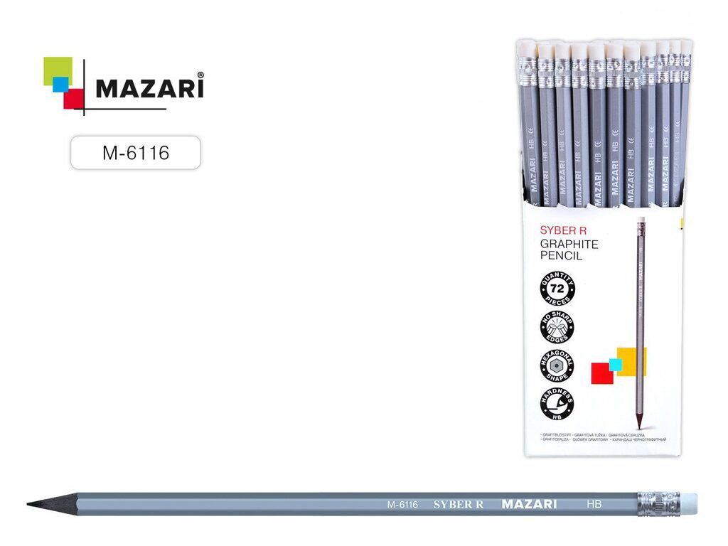 Карандаш Syber R пластиковый, с ластиком HB*