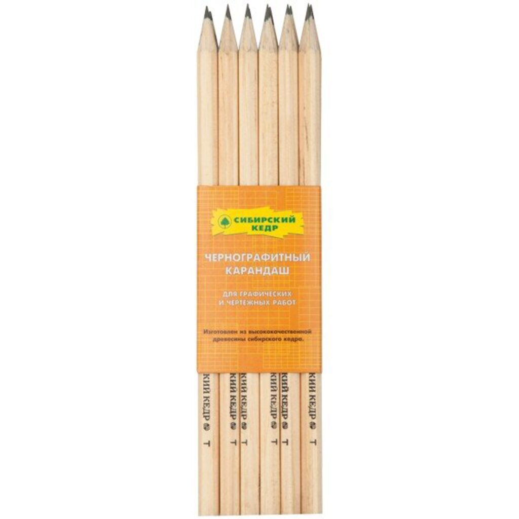 Карандаш Сибирский Кедр  Т, шестигранный, d=6,9мм