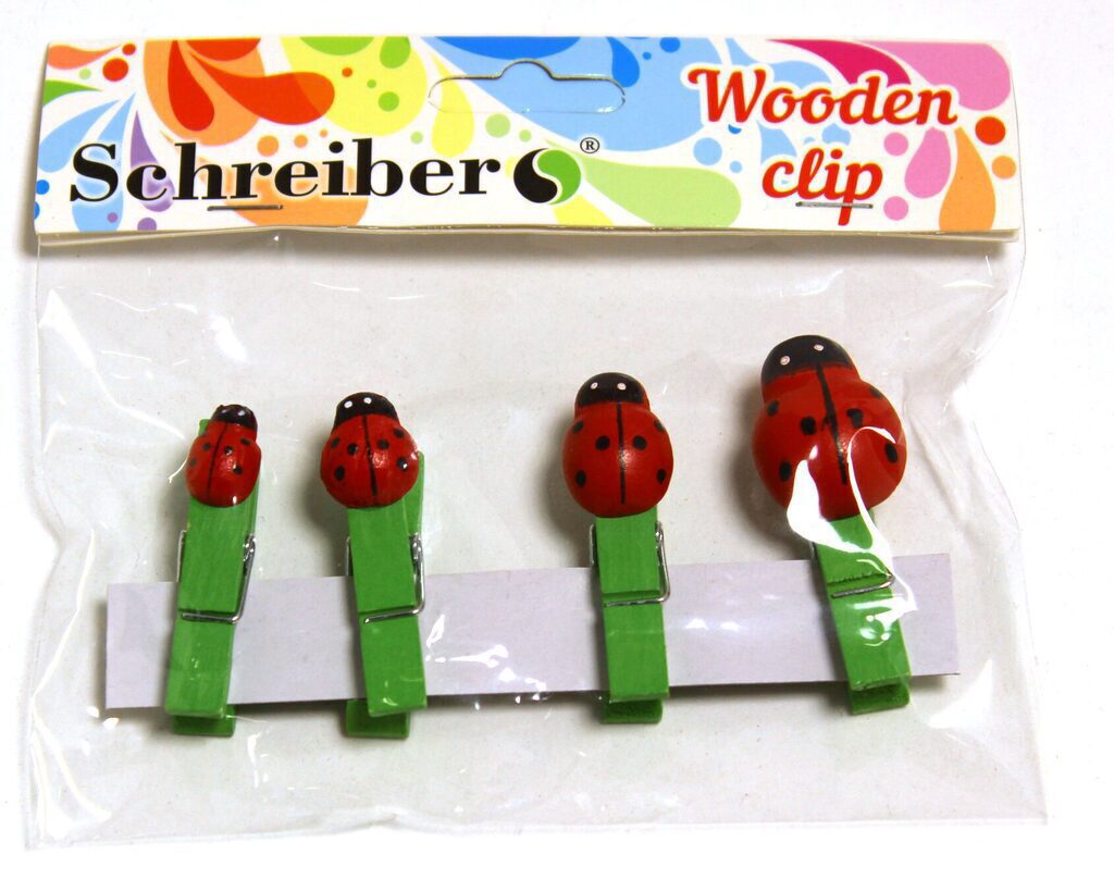 Декор Набор прищепок Божьи коровки, 4 шт.