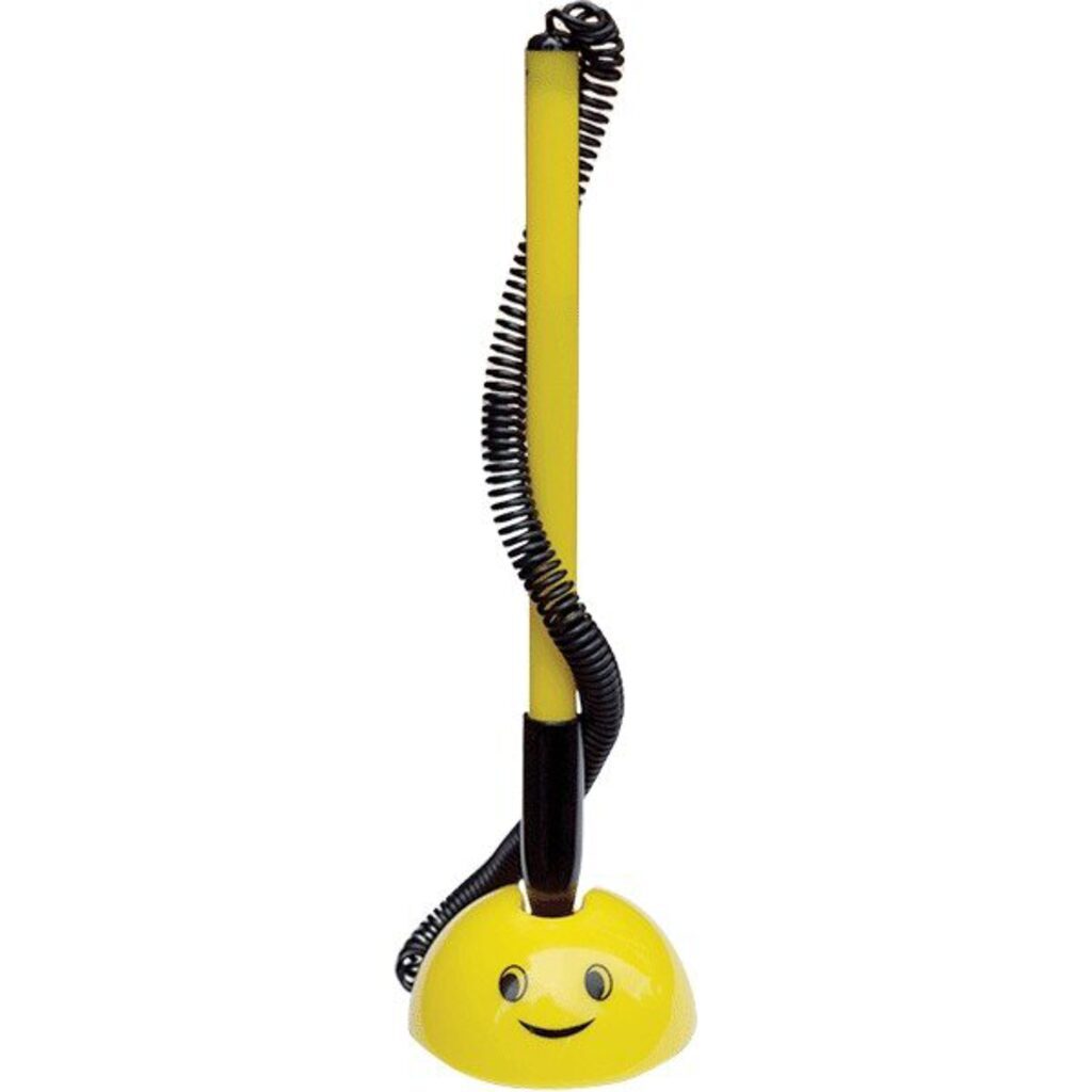 Ручка шар. Stop Pen Smile на самокл.подставке, пластик. шнур, 0,5мм, синяя, желтый корпус