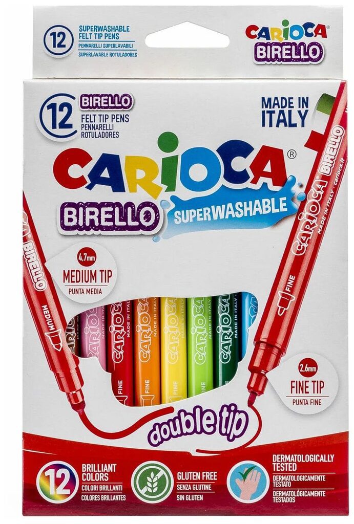 Фломастеры  12цв "Carioca BIRELLO" двусторонние