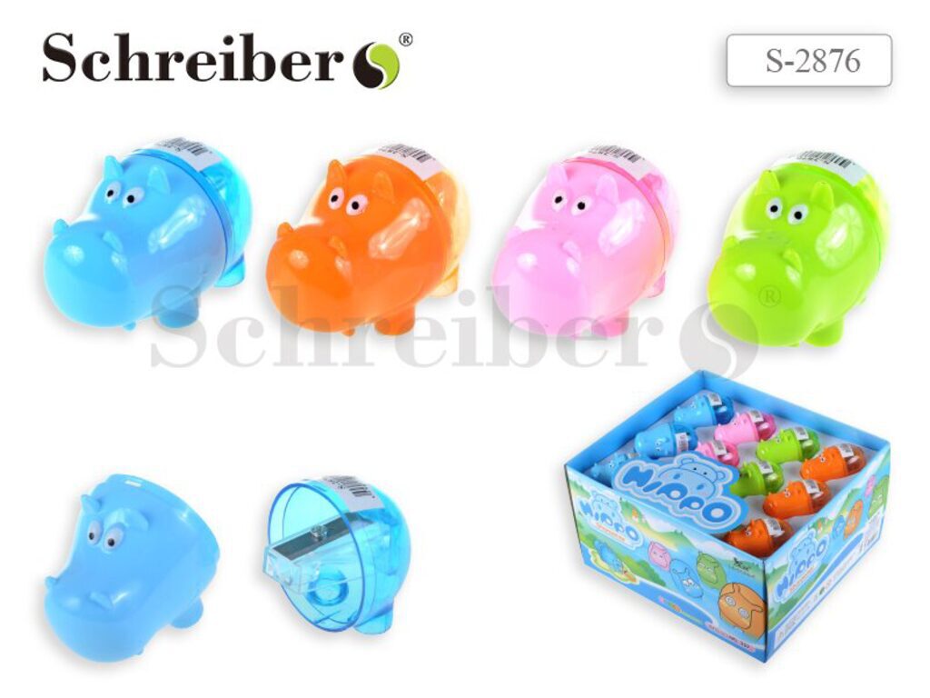 Точилка пласт. с контейнером  1 отв. БЕГЕМОТ