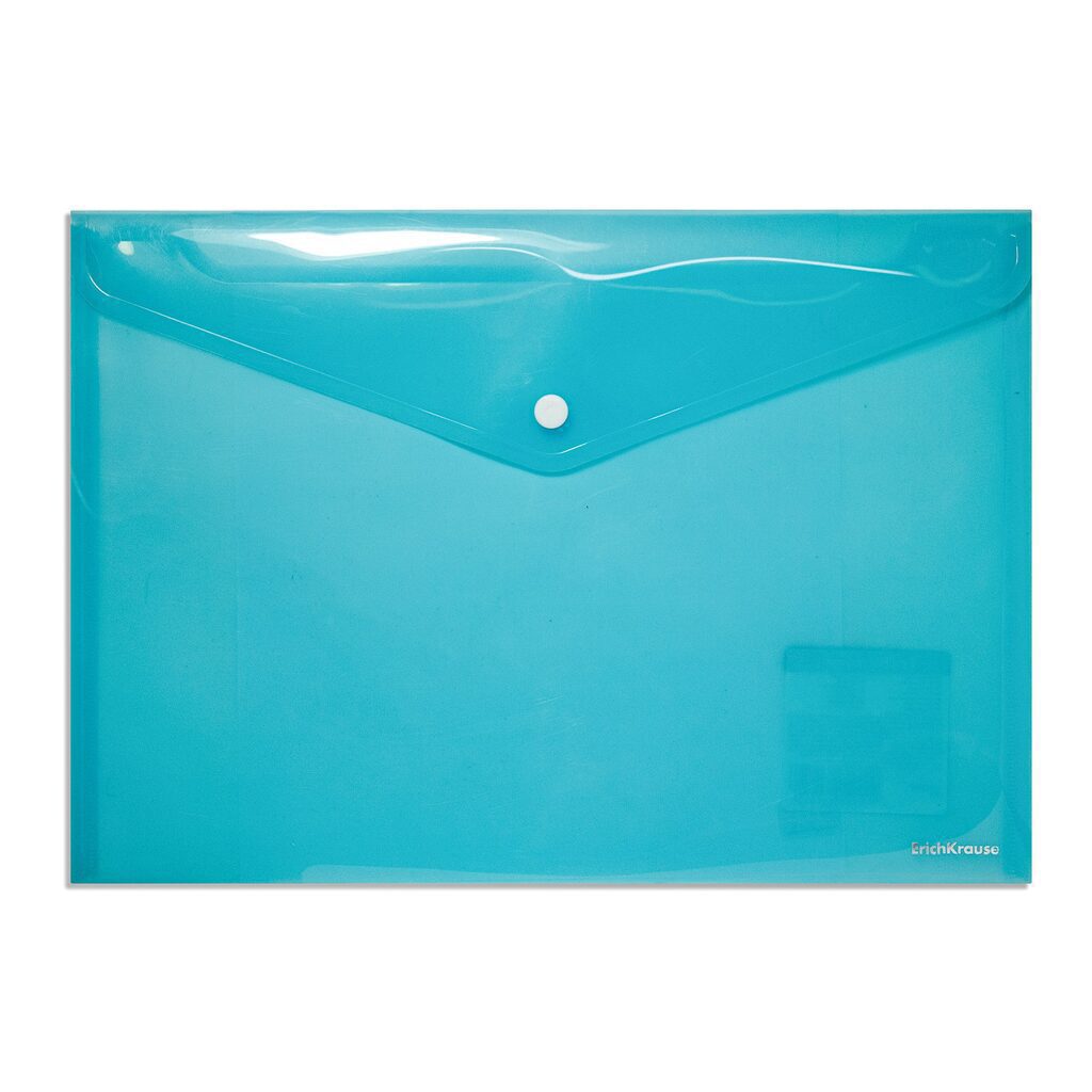 Конверт на кнопке А4 полупрозр. ENVELOPE бирюзовый