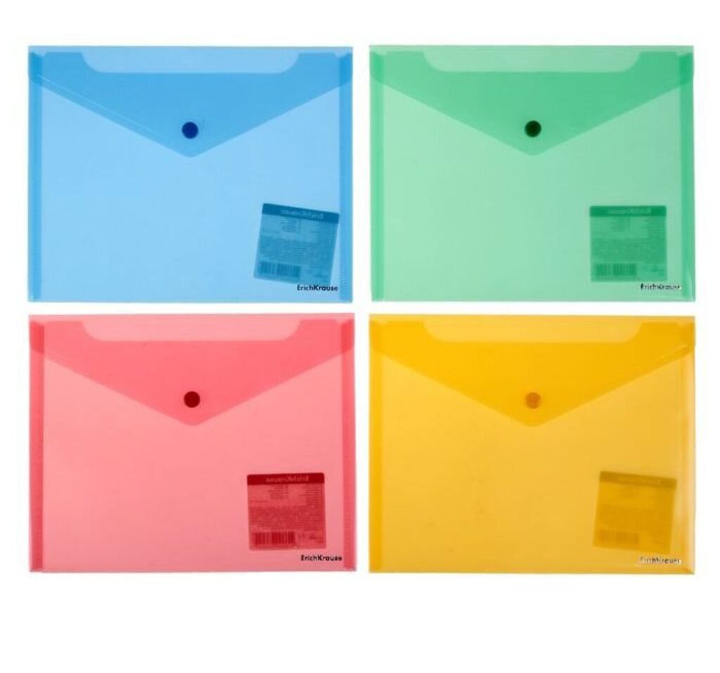 Конверт на кнопке А5 полупроз., ENVELOPE, ассорти