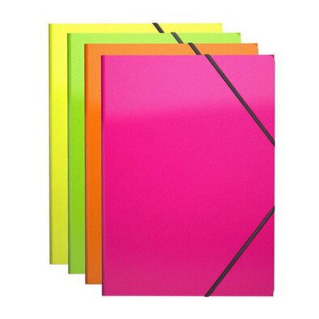 Папка на резинке А4 30мм GLANCE NEON, ассорти