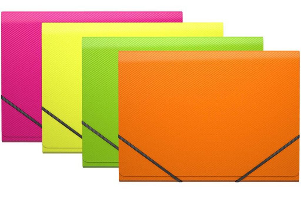 Папка 12 отд. на резин. А4 GLANCE NEON, ассорти