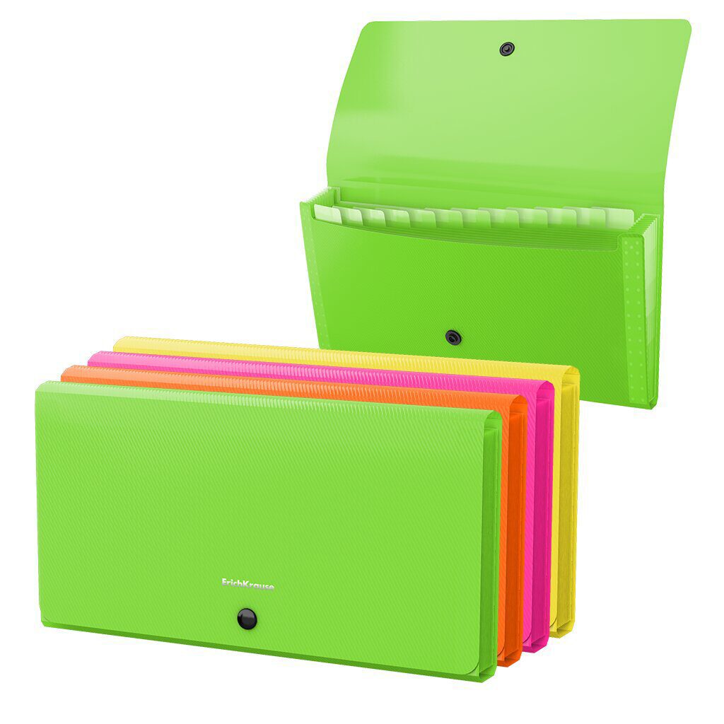 Папка 12 отд. на кноп. Check size GLANCE NEON ассорти