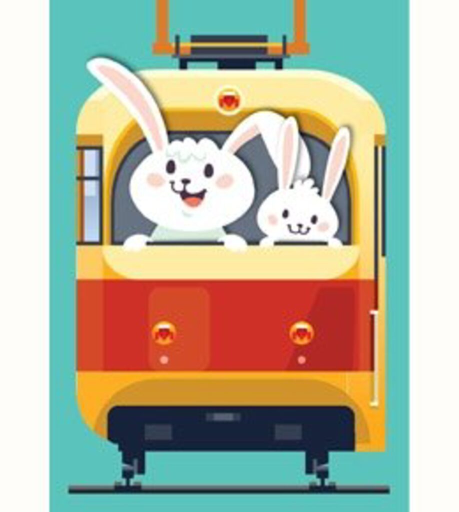 Обложка для Проездного "Зайчики в трамвайчике"