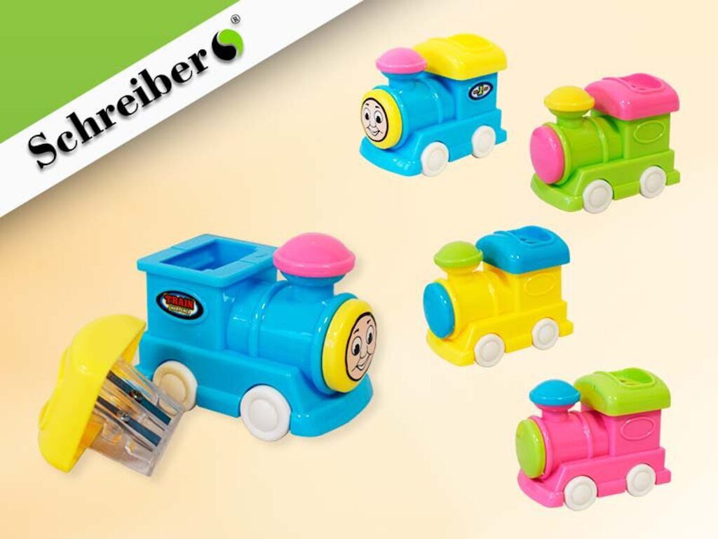 Точилка пласт. с контейнером  2 отв. ПАРОВОЗ