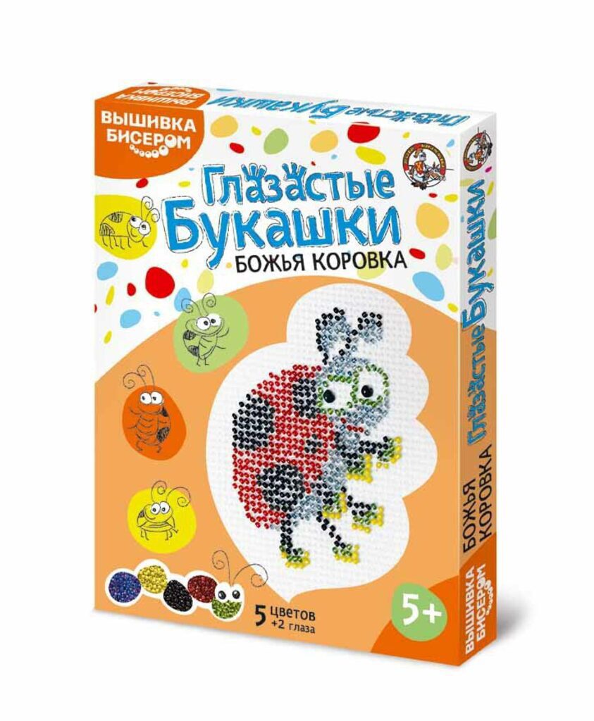 Вышивка бисером "Глазастые букашки. Божья коровка"