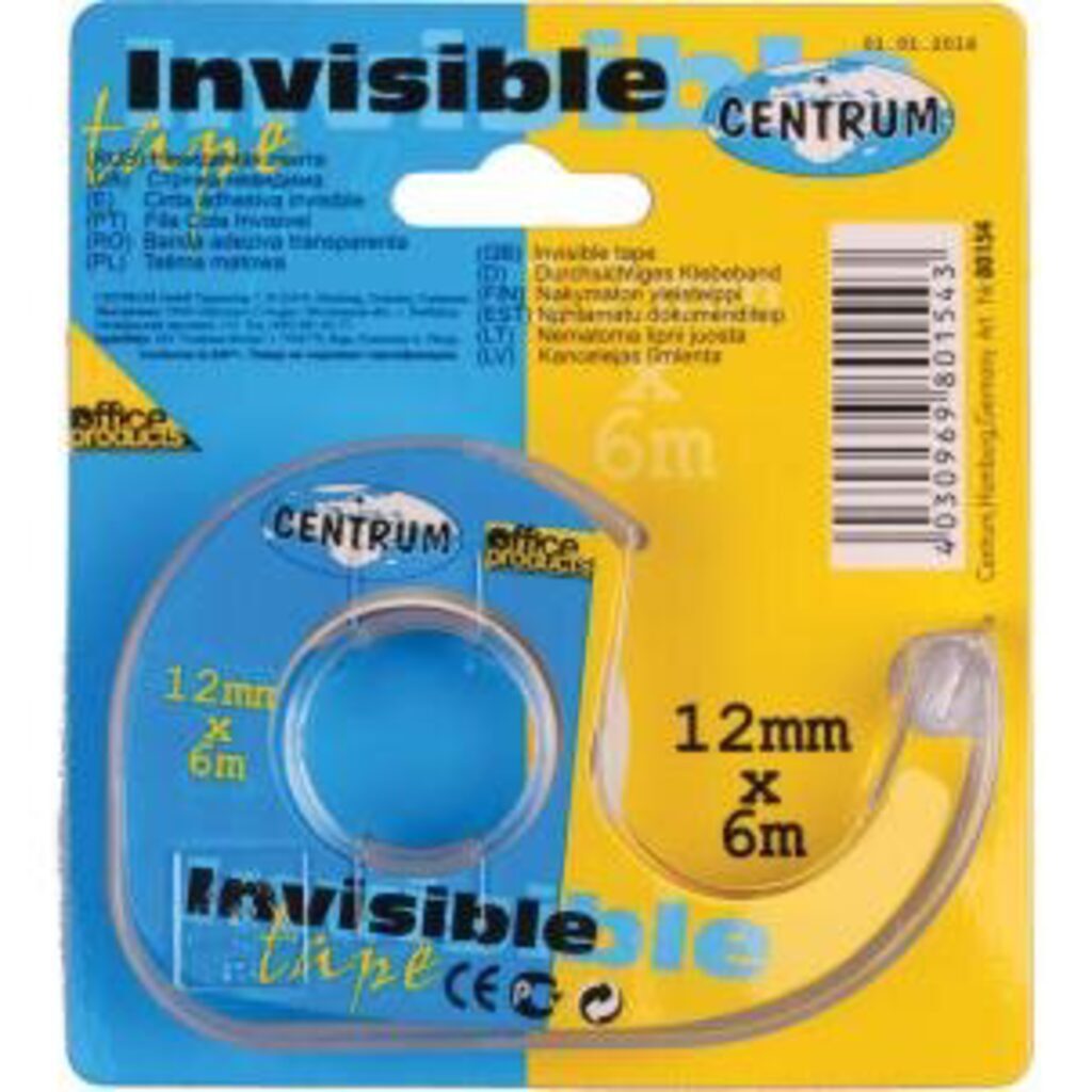Скотч 12мм*6м, невидимый, на диспенсере