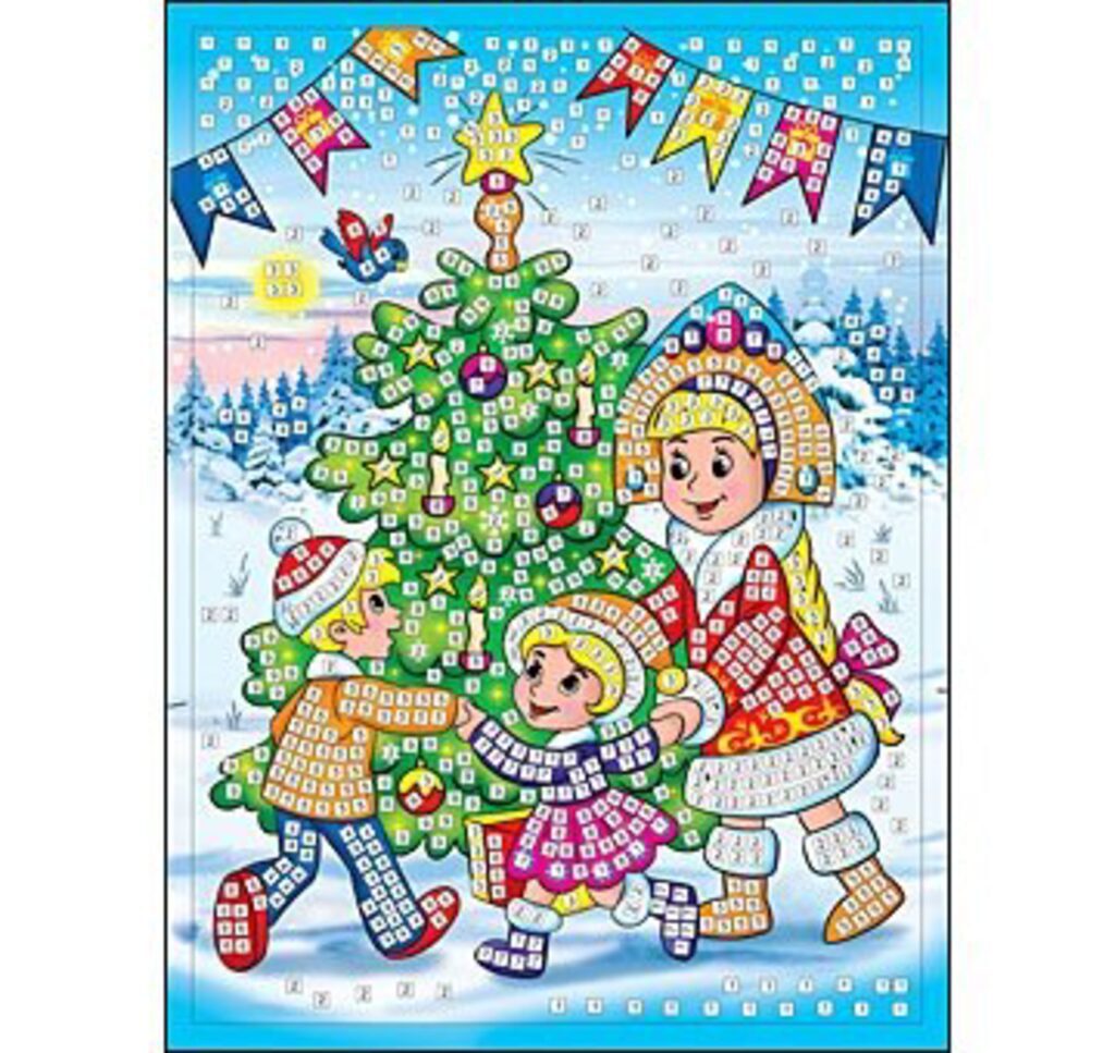 Аппликация EVO "Новогодний хоровод" А3, по номерам