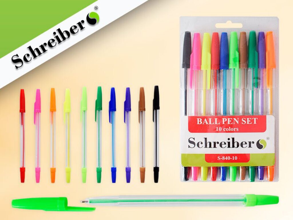 Набор ручек шар. SCHREIBER  10 цв. 0,8мм