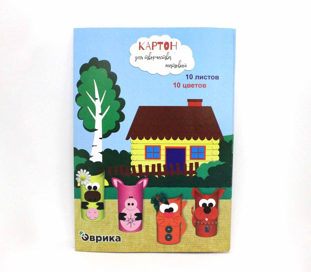 Картон цв. А3 10цв. 10л. немелов., одностор., пл. 200 гр/м2