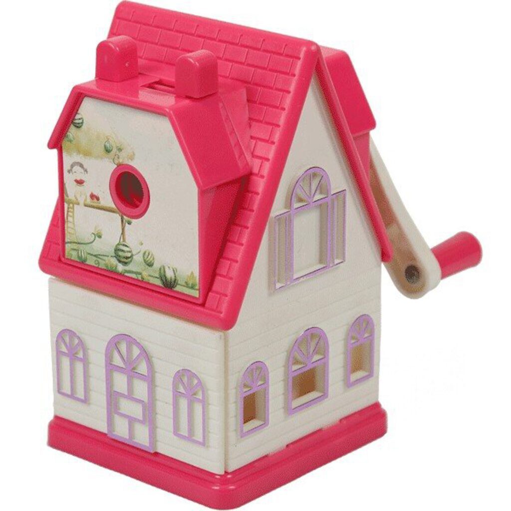 Точилка механическая 1 отв.,  Домик, розовая