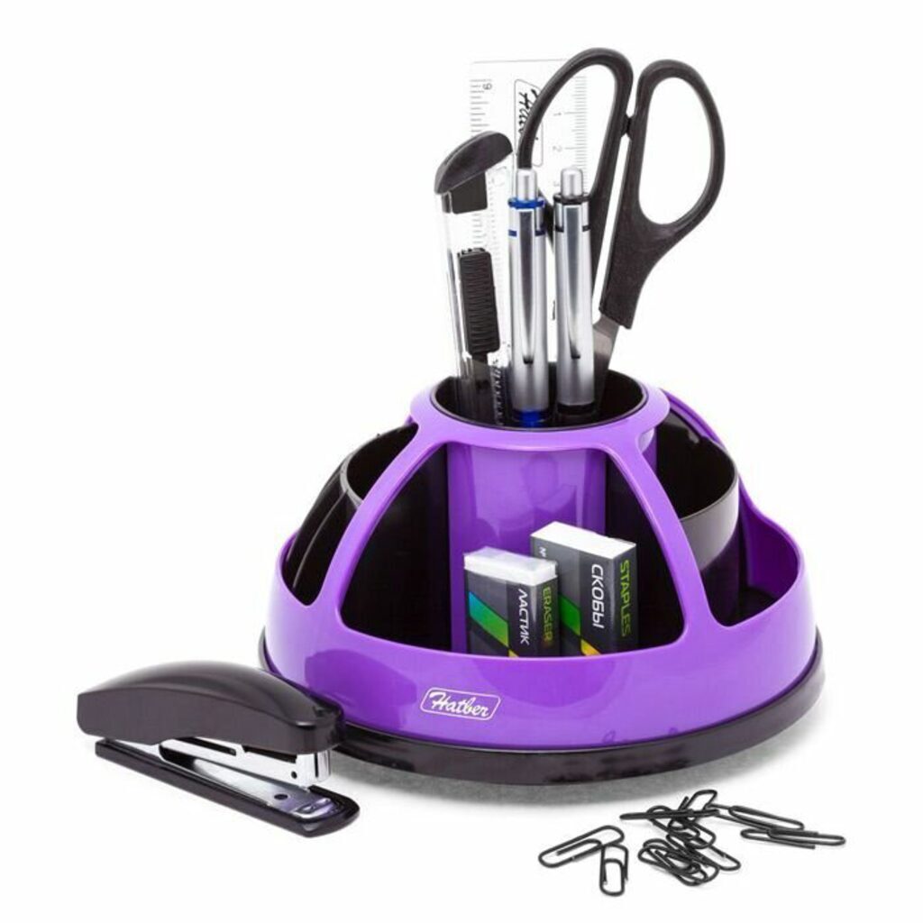 Настольный органайзер  COMFORT 9 предметов, вращ., фиолетовый