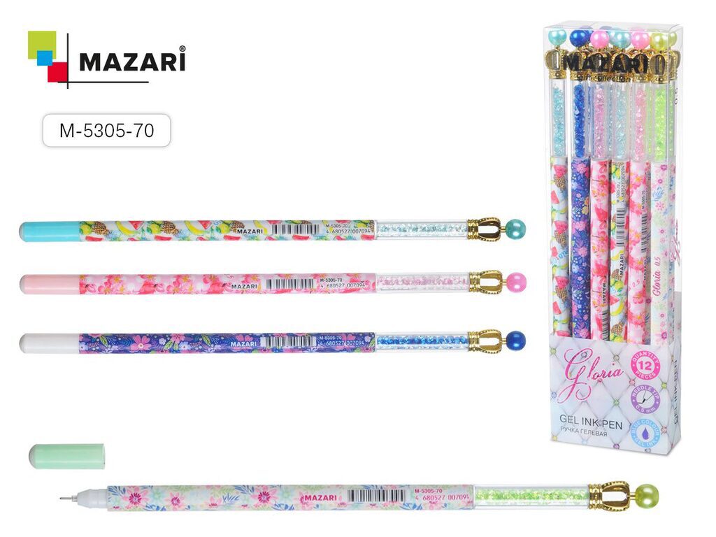 Ручка гелевая "Gloria" 0,5мм, синяя, игольч.након.