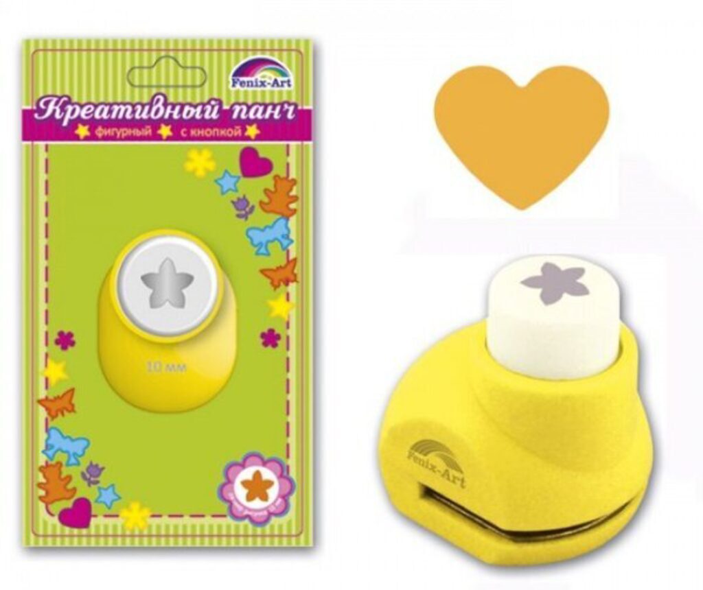 Панч кнопочный 10мм "Сердце" размер панча 33*26*32мм, блистер