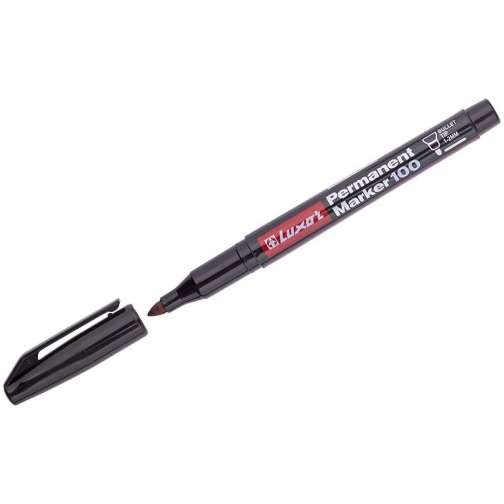 Маркер перманентный 2,0мм  чёрный, Luxor "100" пулевидный наконечник