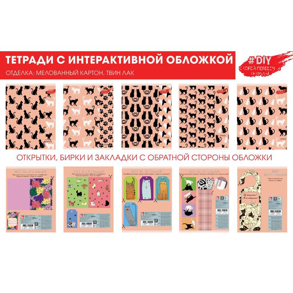 Тетрадь А5  96л кл  Чёрное и белое, DIY collection, твин-лак