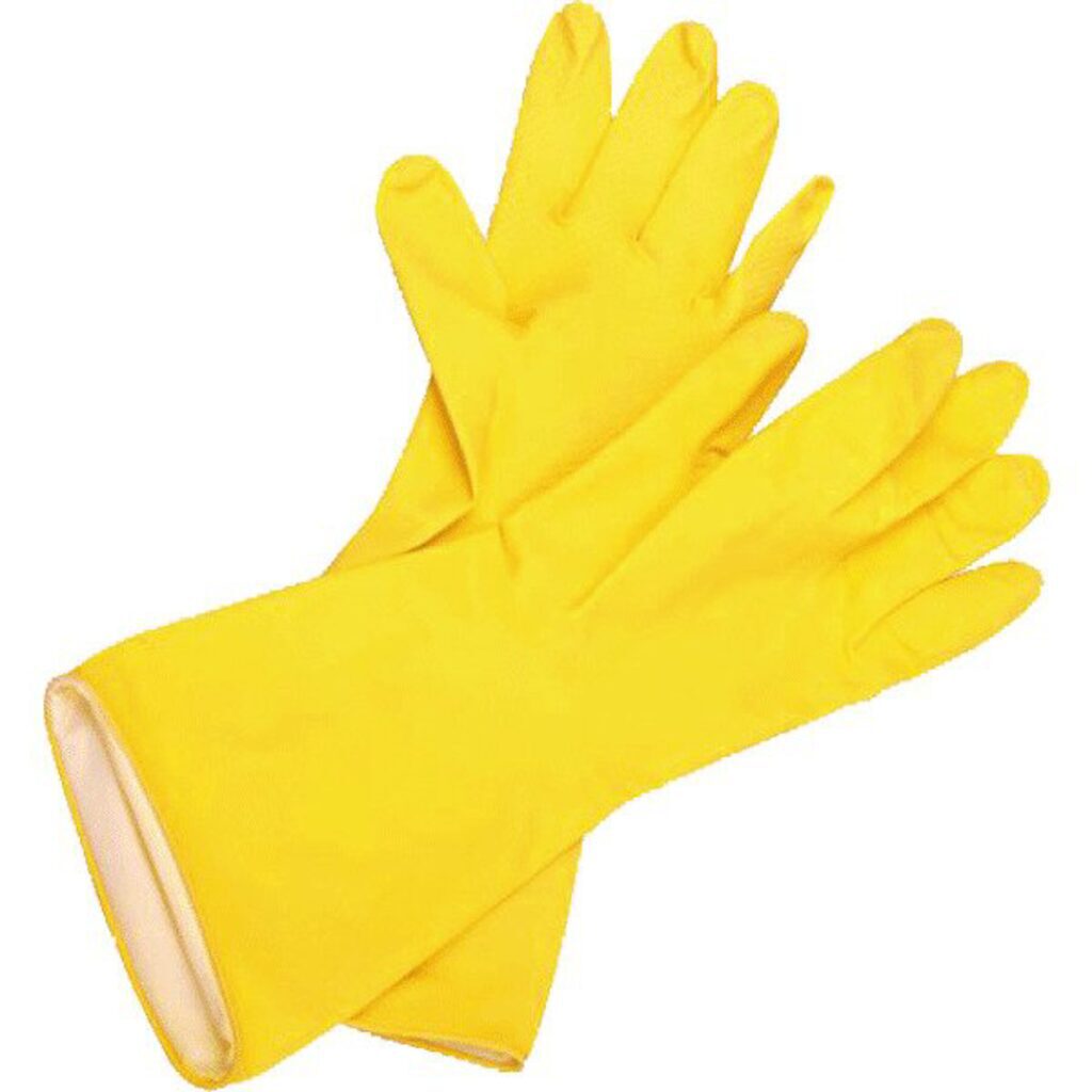 Перчатки хозяйственные латексные "CleanLab", М (средний), желтые