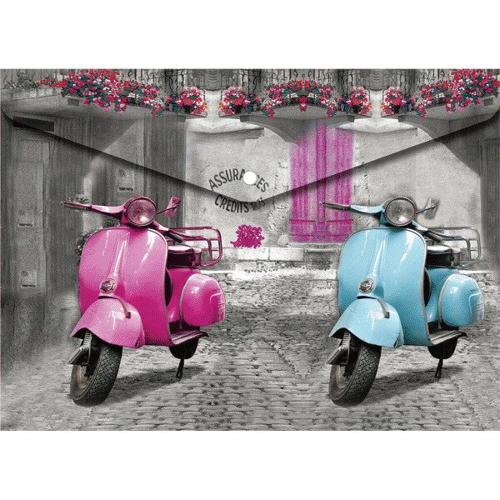 Конверт на кнопке  с рисунком А4 Vespa, 0,15мм