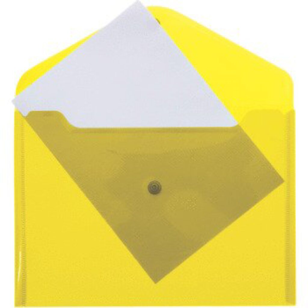 Конверт на кнопке А4 0,12мм полупрозрачный, желтый