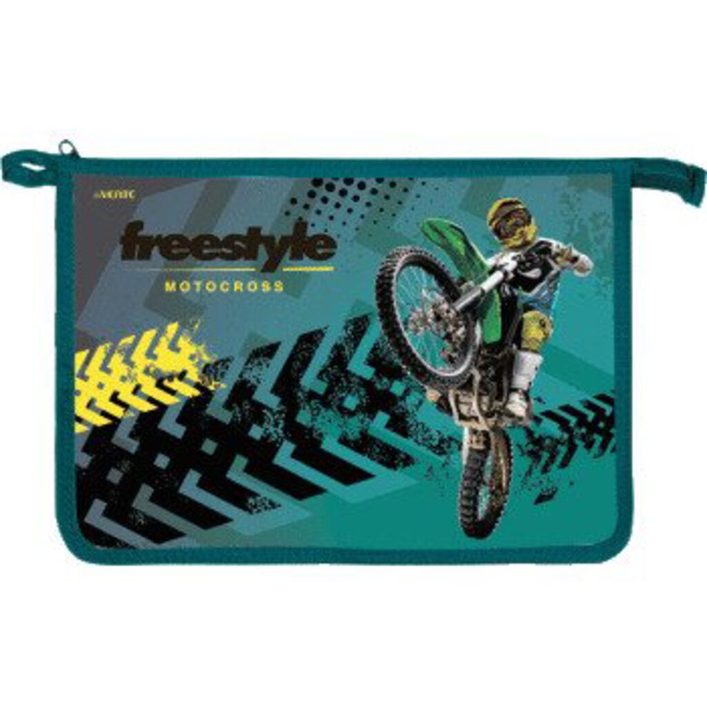 Папка для труда А4 2 отд. молн. сверху,  Moto freestyle, ламинат, пластик