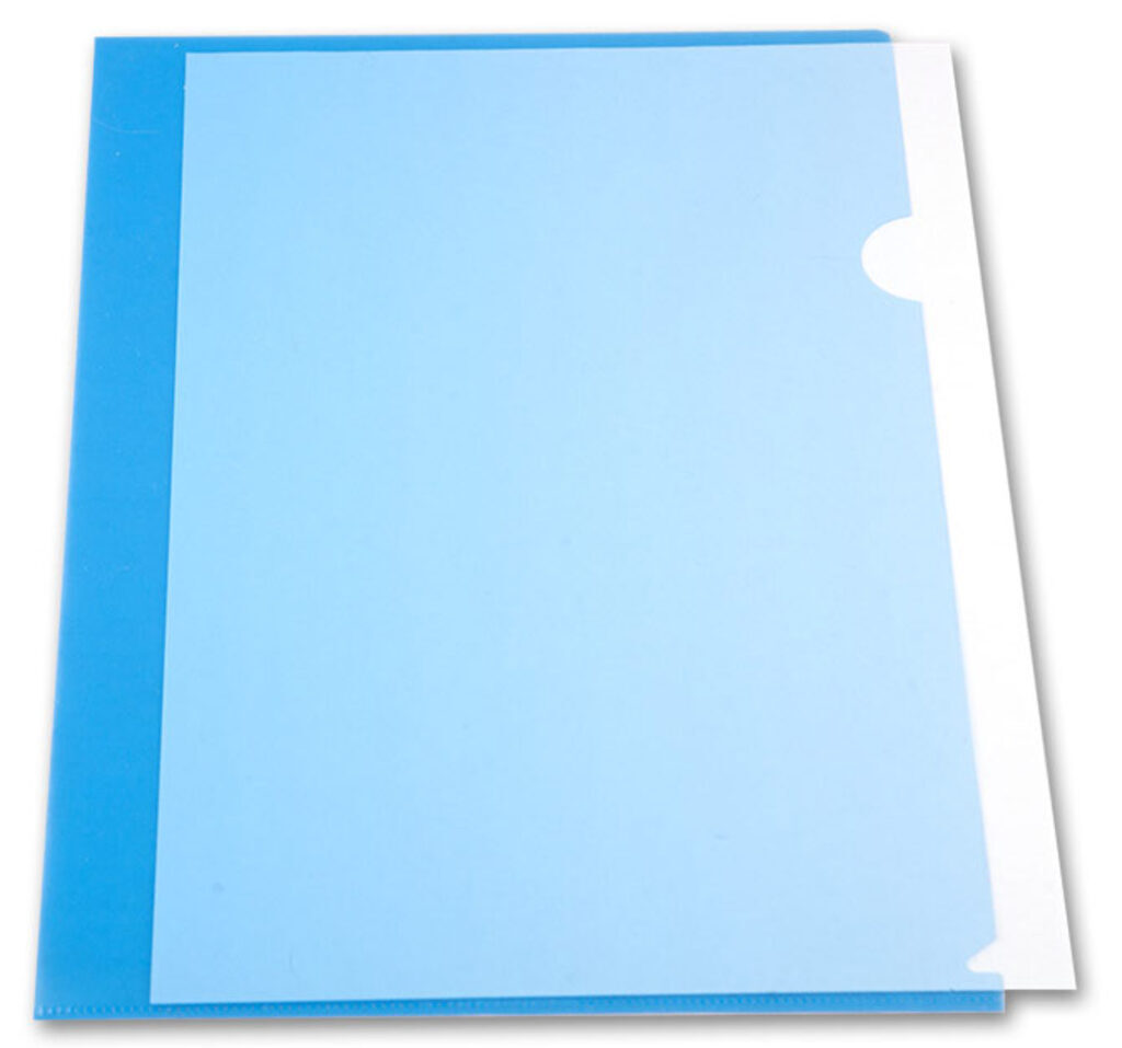 Папка уголок А4 прозр. плотн. 0,18мм синяя