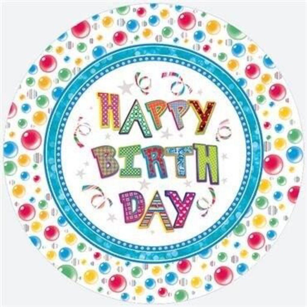 Тарелка бум. "Happy Birthday" 22.7см, 8шт