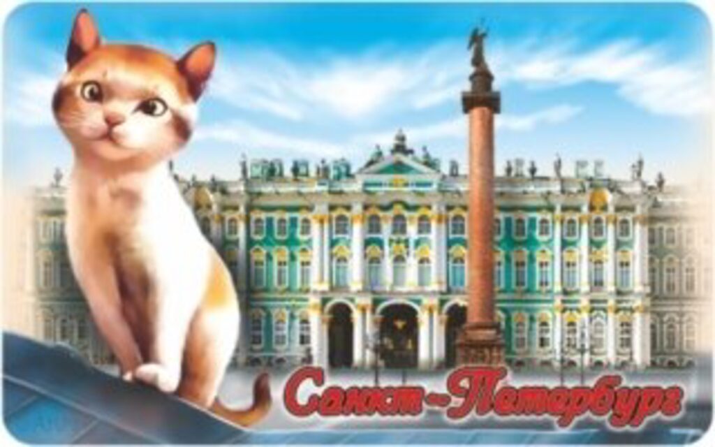 Магнит сувенирный   6*10см СПБ Котик-Эрмитаж, винил