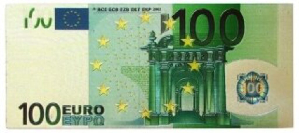 Магнит сувенирный  10*4см "100 евро", винил
