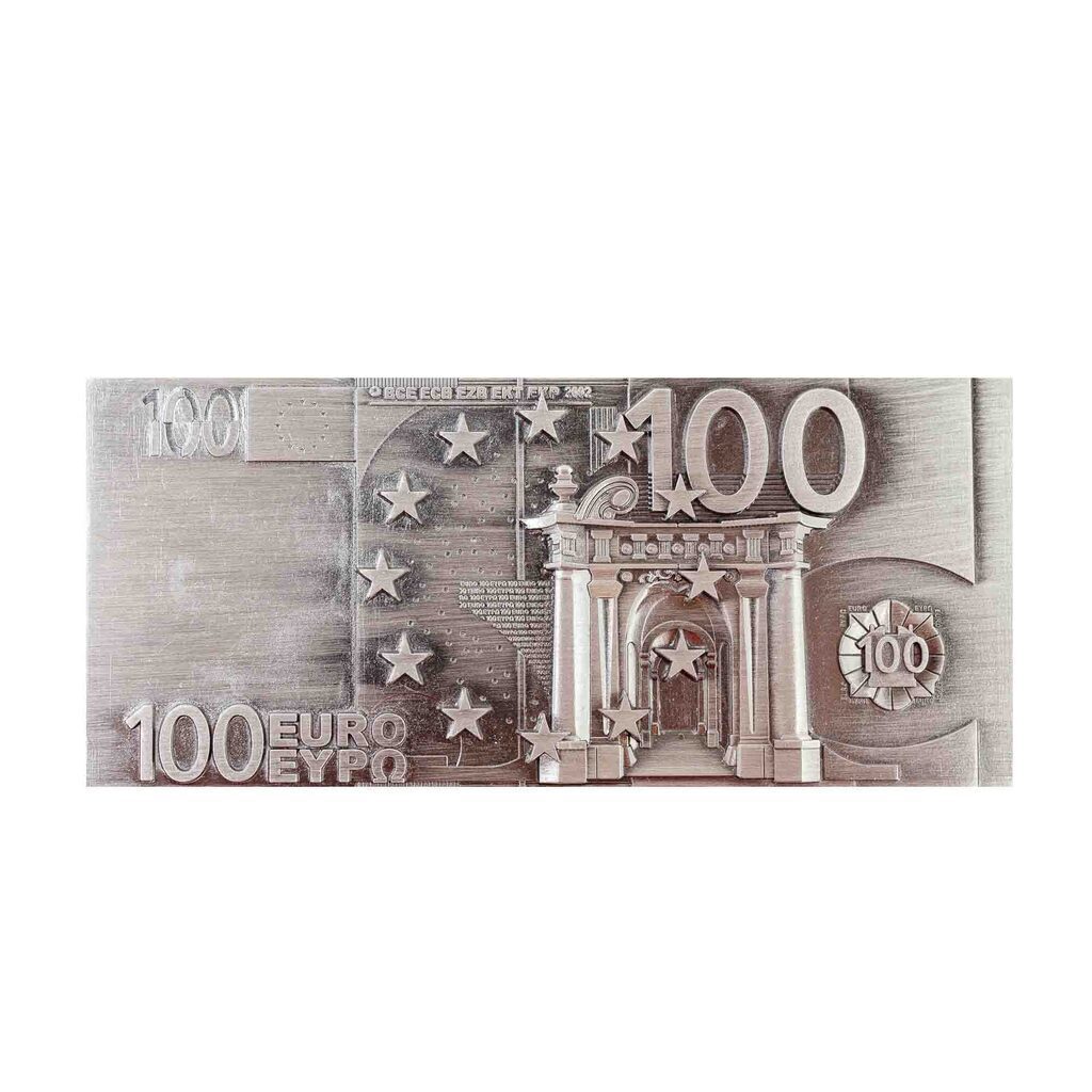 Магнит сувенирный  12*5см "100 евро", рельеф, металл, олово