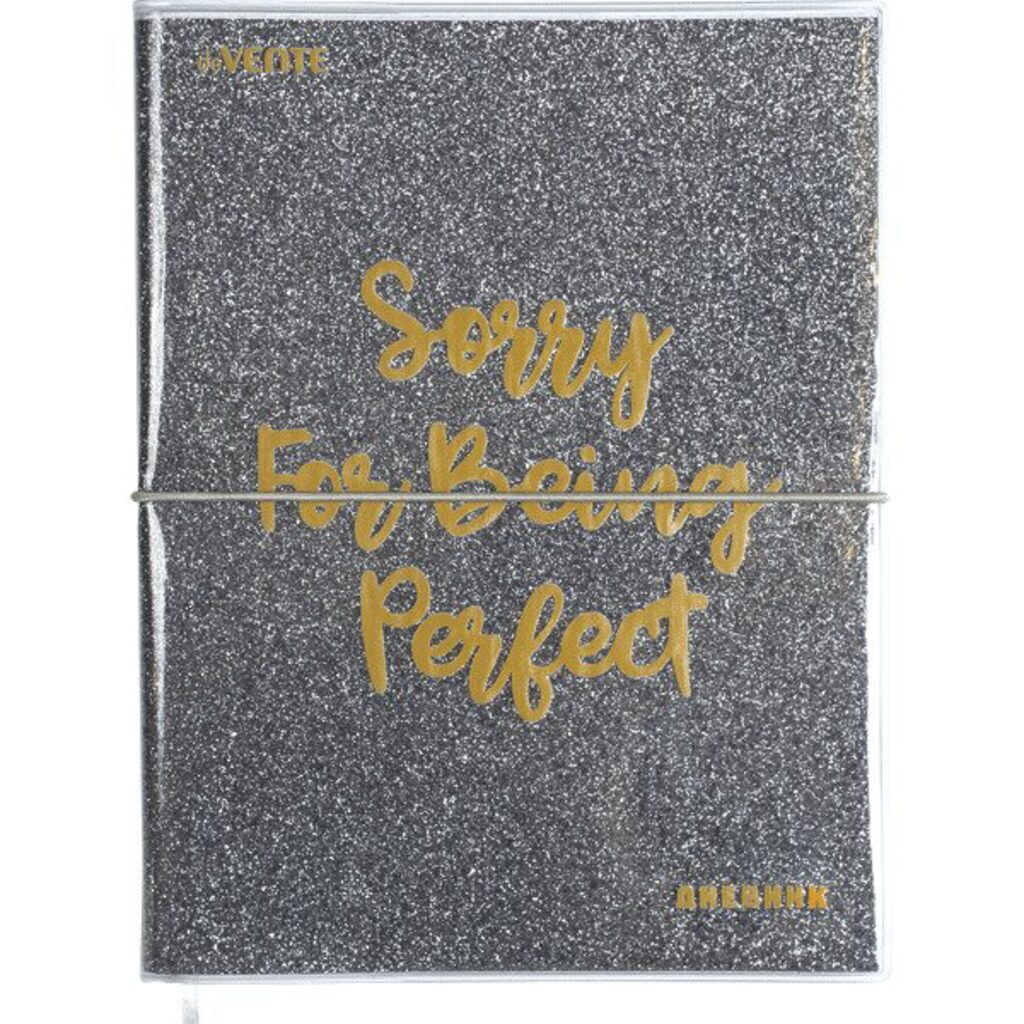Дневник универсальн. обл.кожзам, мягк.пер. "Sorry for being perfect" ПВХ,на горизонт.резинке,48л.